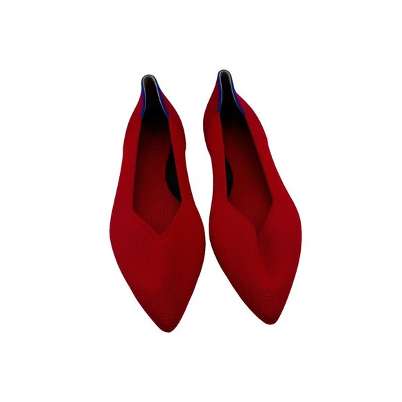 ROTHY'S Women's Comfortable Pointed-Toe Knit Upper Flats in Red Size 7.5 NWOB - Picture 8 of 14